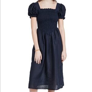 Sleeper Belle Linen Midi Dress In Navy, Small ❤️✨✨✨